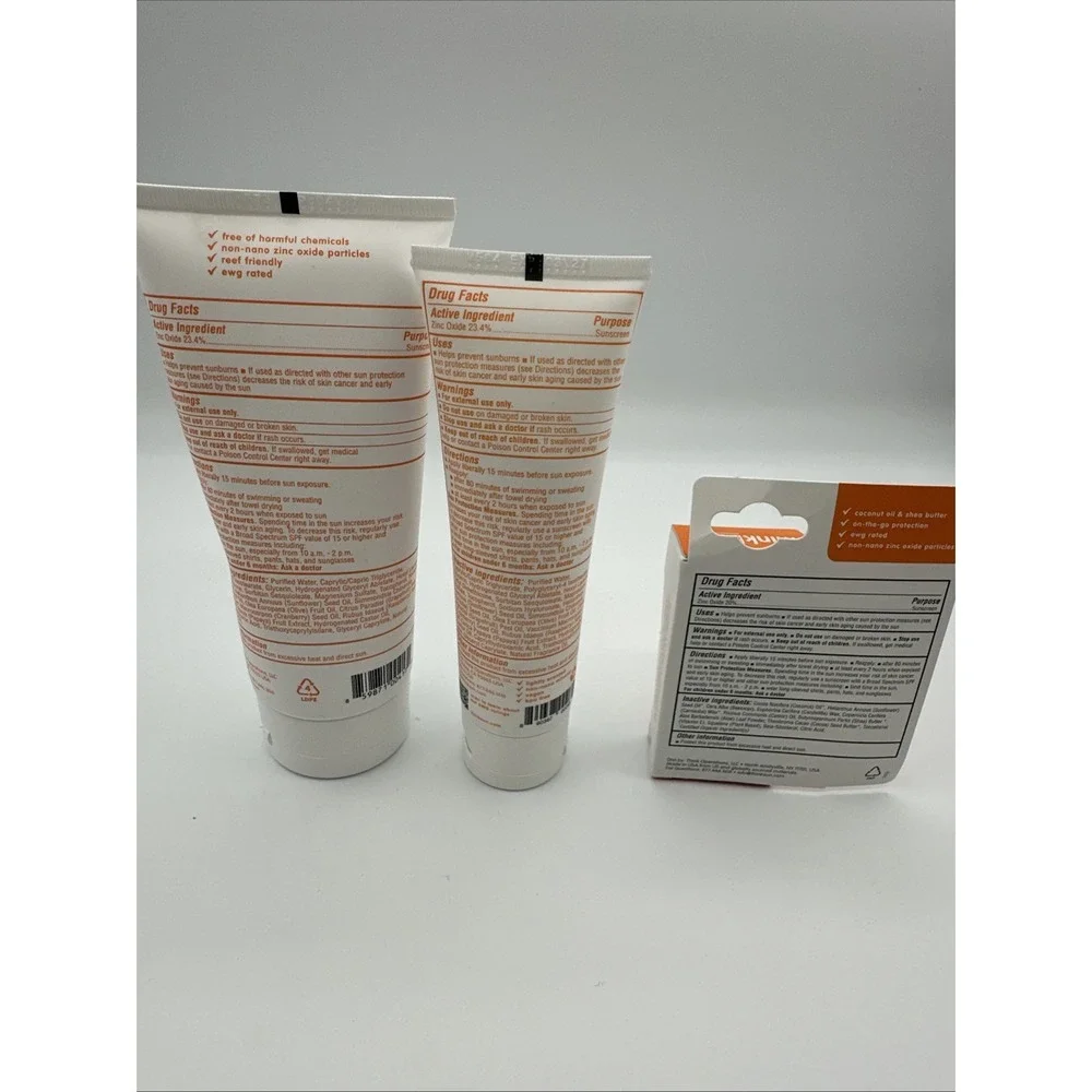 Thinkbaby Zinc Oxide Mineral Sunscreen 3pc Set SPF30 Stick SPF50 3oz &6oz Lotion